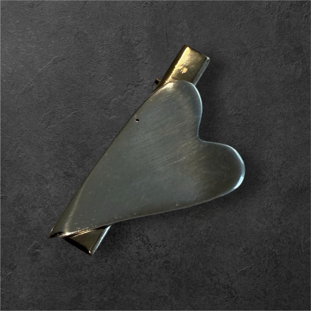 Asymmetrical Heart Metal Hair Clip – Silver Gold Tone